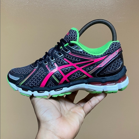 ASICS Gel-Kayano 19 Women’s Running Sneakers Black Grey Pink Green Size 6 T350N - Picture 8 of 16